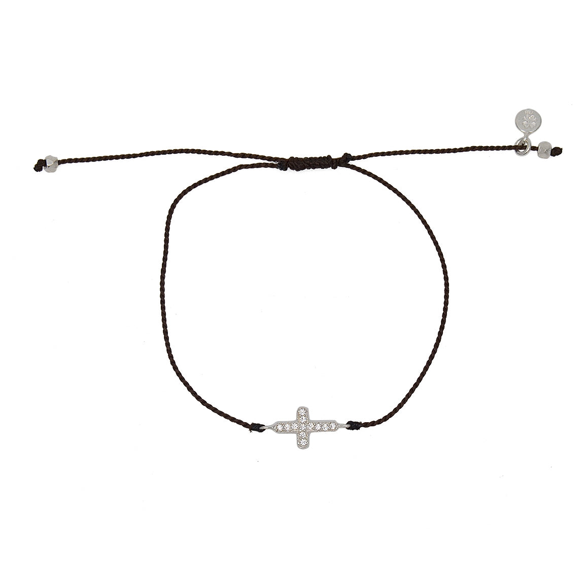 Bracelet tressé coloré croix argent 925 et zircons -