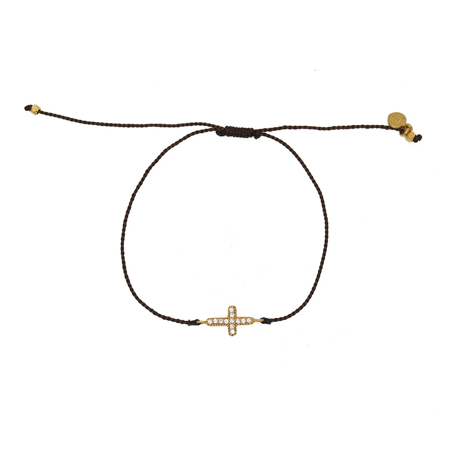Bracelet tressé coloré croix dorée et zircons