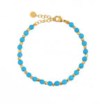 Bracelet perles dorées et pierres facettées - TURQUOISE