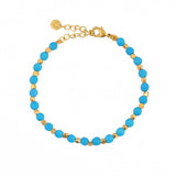 Bracelet perles dorées et pierres facettées - TURQUOISE