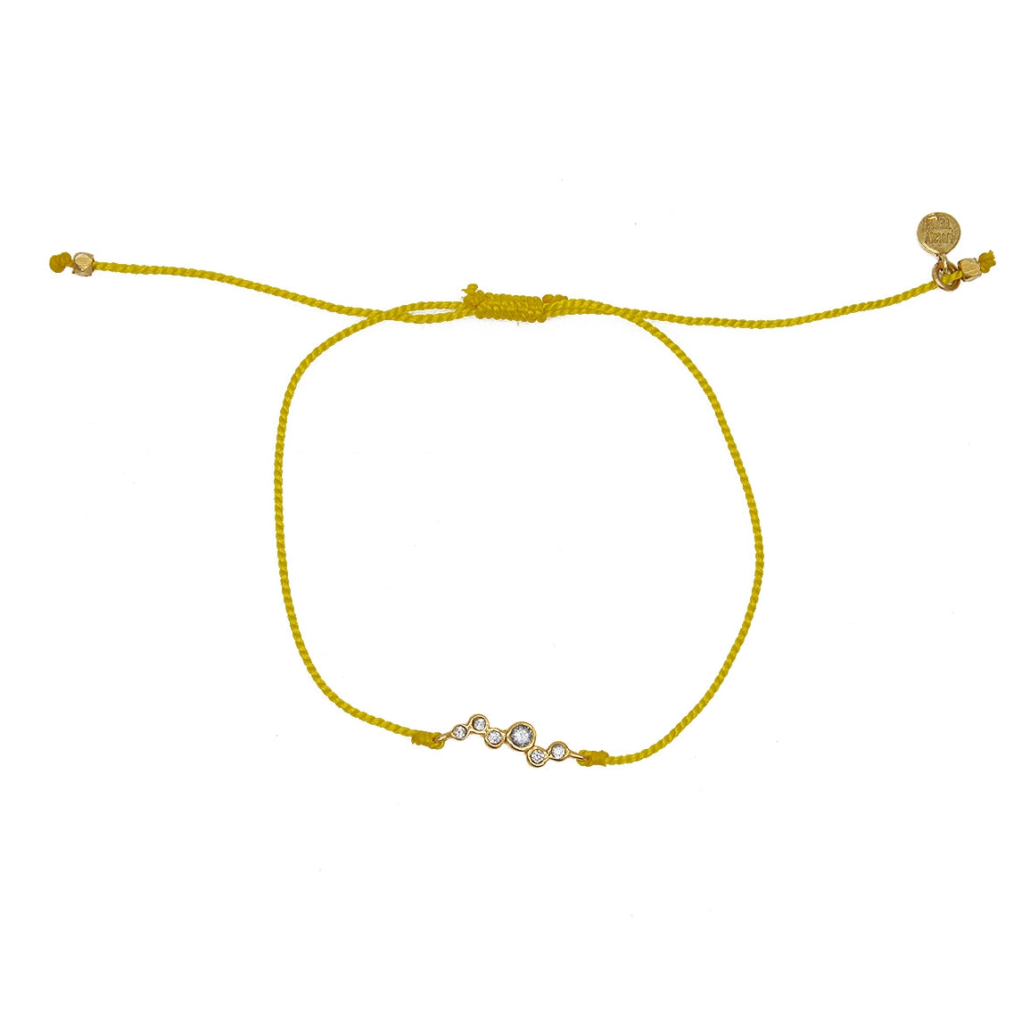 Bracelet tressé et zircons blancs - JAUNE
