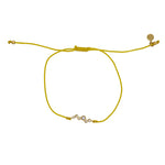 Bracelet tressé et zircons blancs - JAUNE