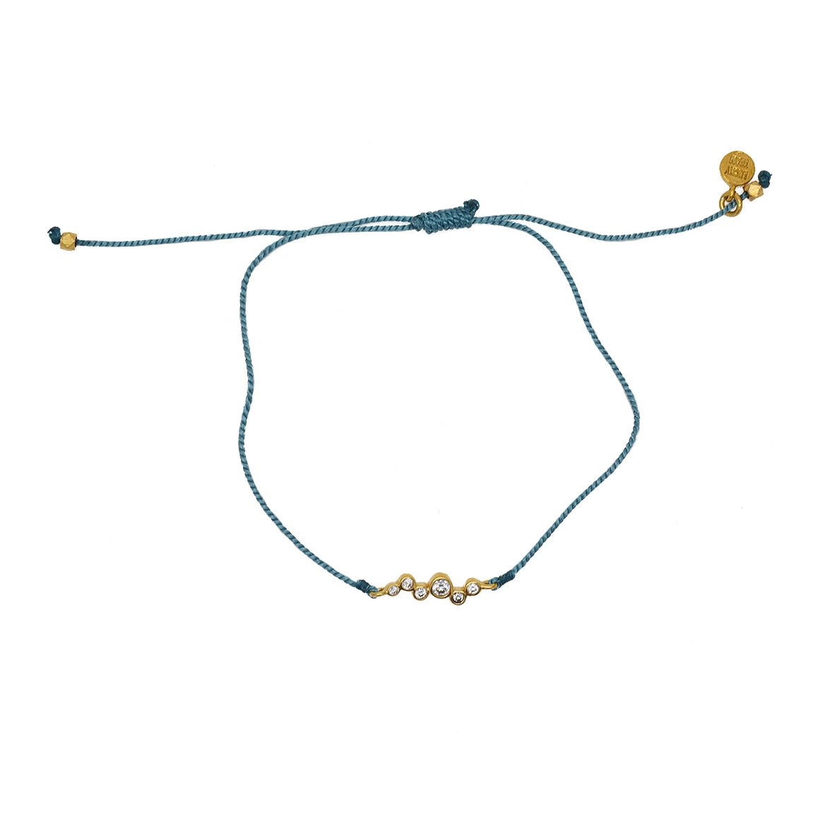 Bracelet tressé et zircons blancs - BLEU JEAN