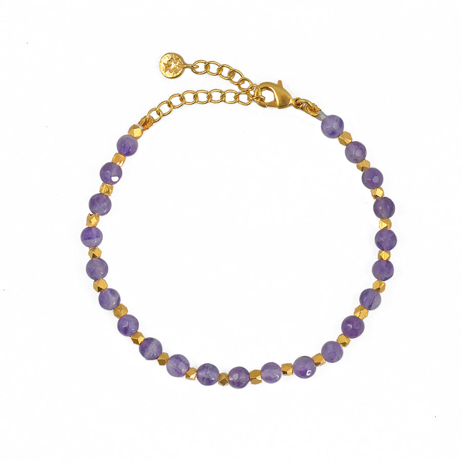 Bracelet perles dorées et pierres facettées