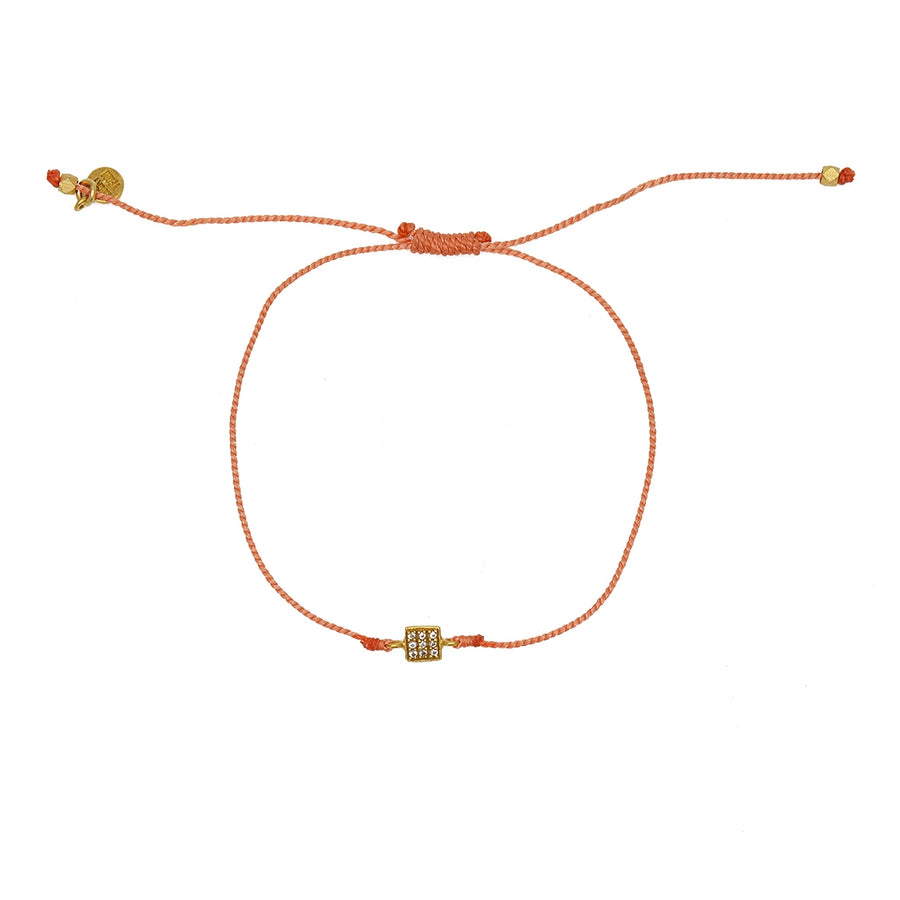 Bracelet tressé carré doré et zircons - CORAIL