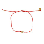 Bracelet tressé carré doré et zircons - ROUGE