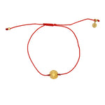 Bracelet tressé coloré et médaille dorée - ROUGE