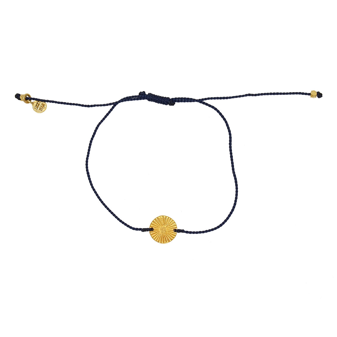 Bracelet tressé coloré et médaille dorée - BLEU MARINE