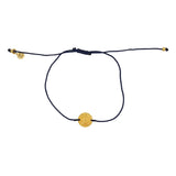 Bracelet tressé coloré et médaille dorée - BLEU MARINE