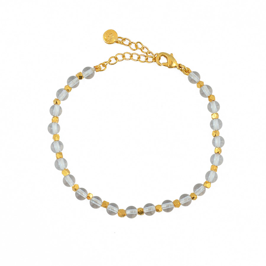 Bracelet perles dorées et pierres facettées - CRISTAL DE