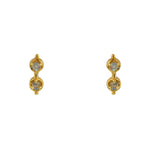 Boucles dorées double pierre - Boucles d’oreilles