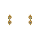 Boucles dorées double pierre - Boucles d’oreilles