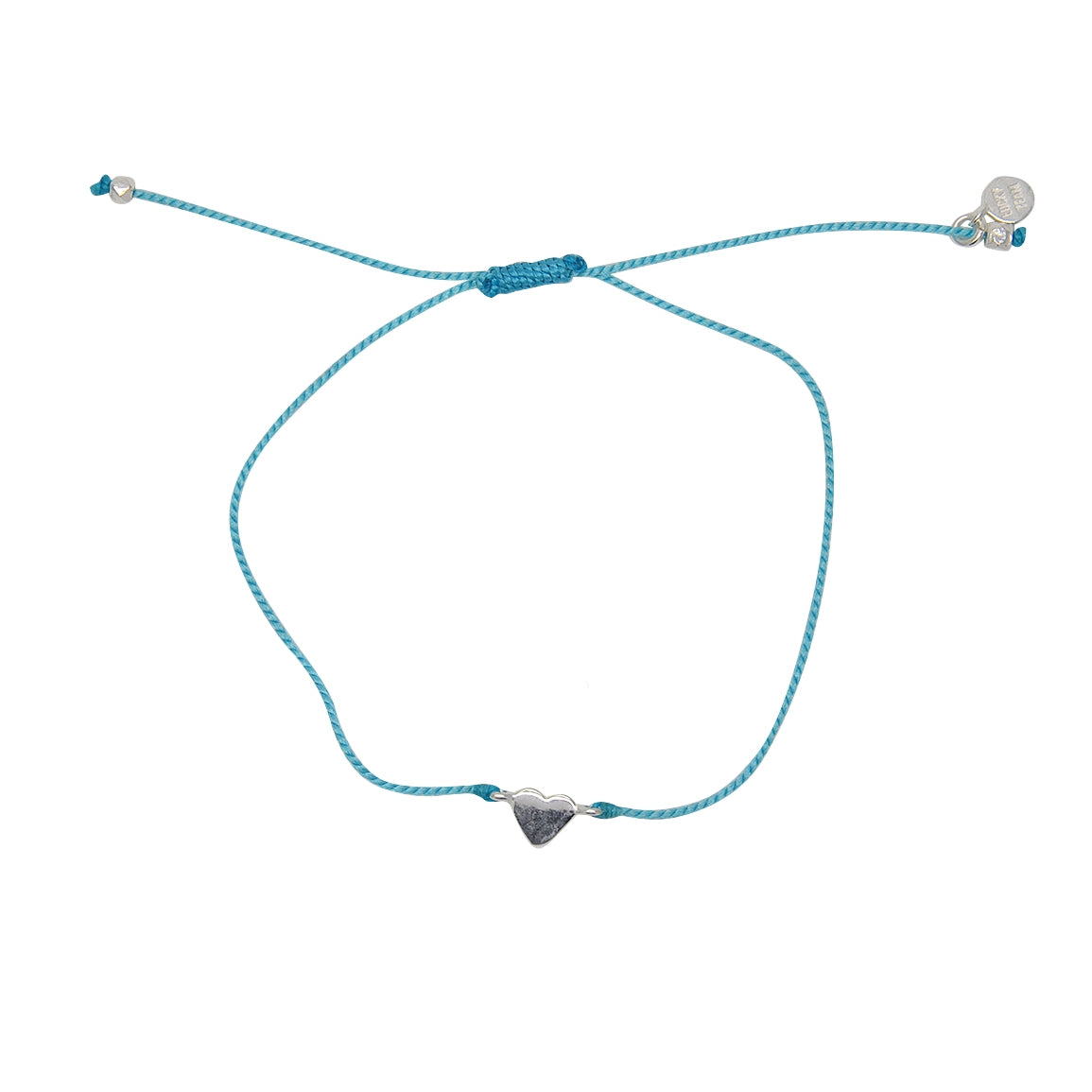 Bracelet fil fin coloré et coeur argent 925 - TURQUOISE