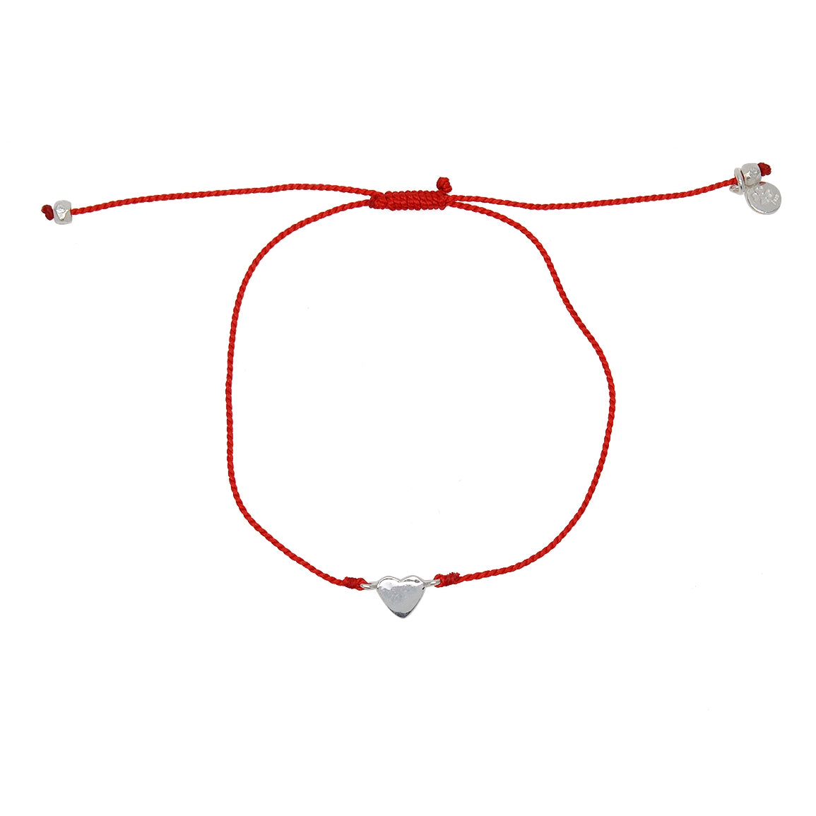 Bracelet fil fin coloré et coeur argent 925 - ROUGE