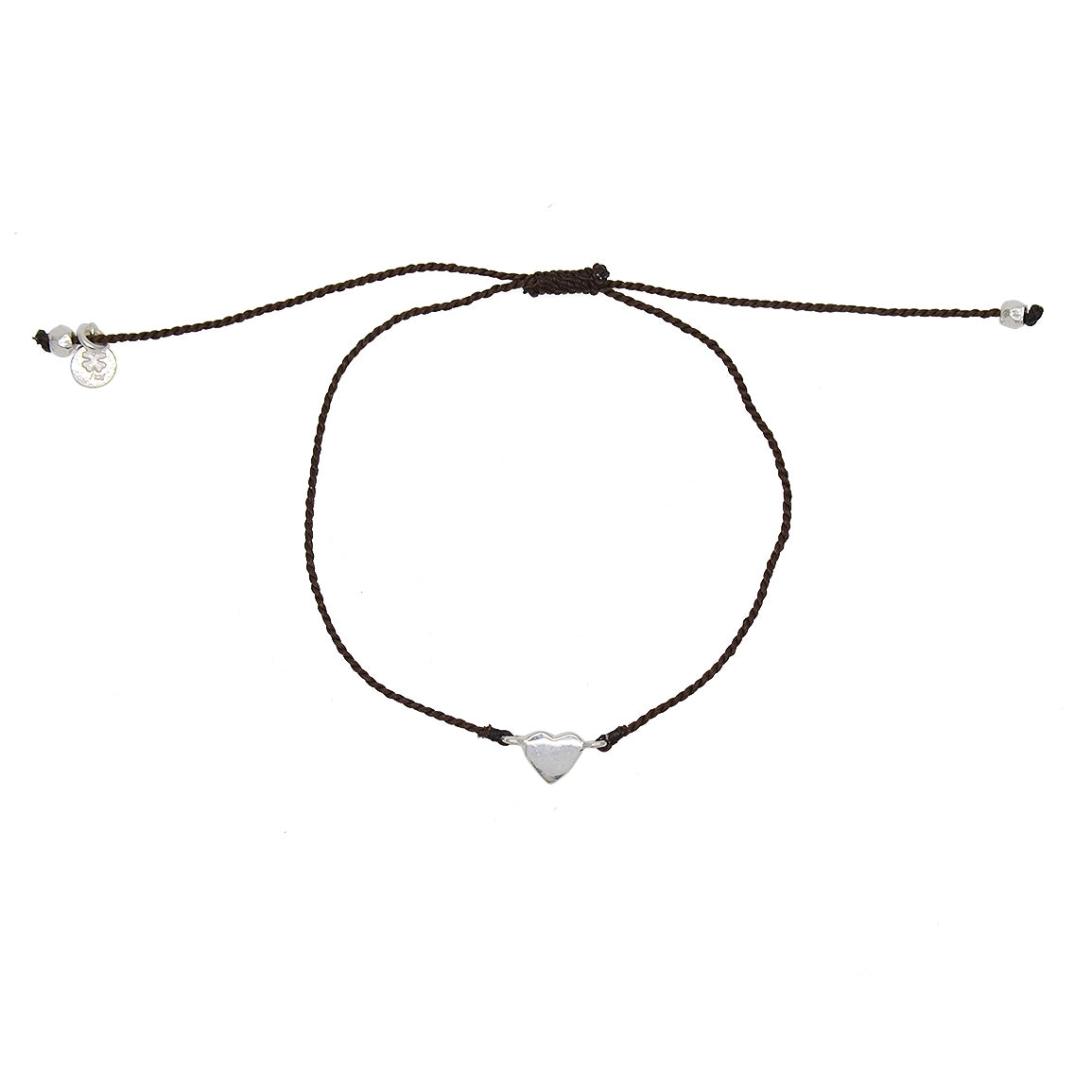 Bracelet fil fin coloré et coeur argent 925 - CHOCOLAT