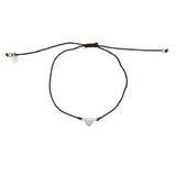 Bracelet fil fin coloré et coeur argent 925 - CHOCOLAT
