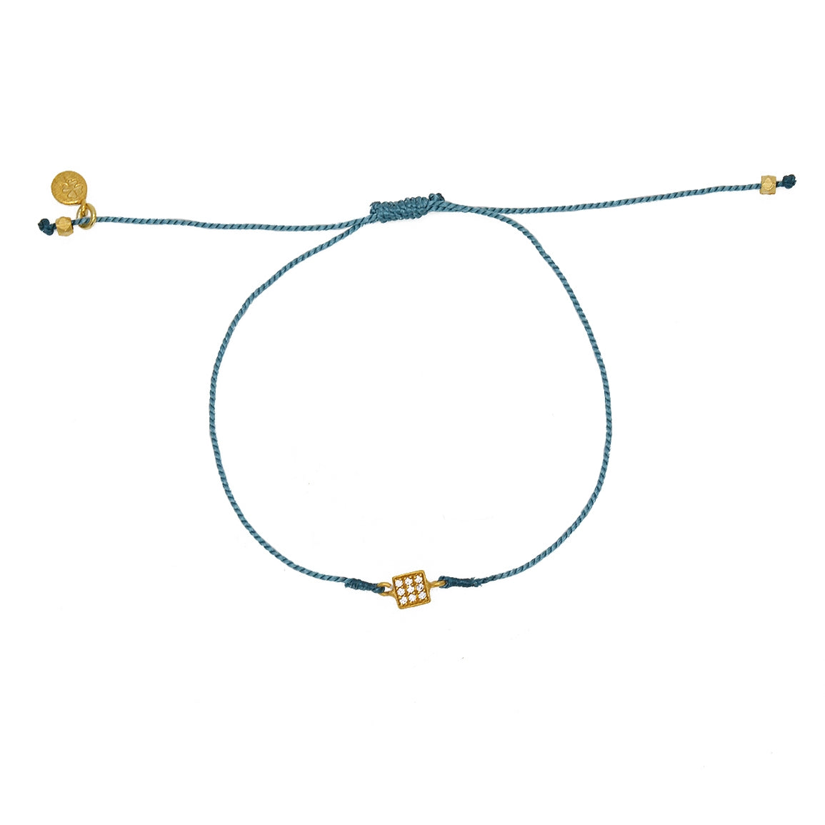 Bracelet tressé carré doré et zircons - BLEU JEAN