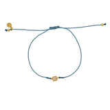Bracelet tressé carré doré et zircons - BLEU JEAN