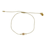Bracelet tressé carré doré et zircons - BEIGE