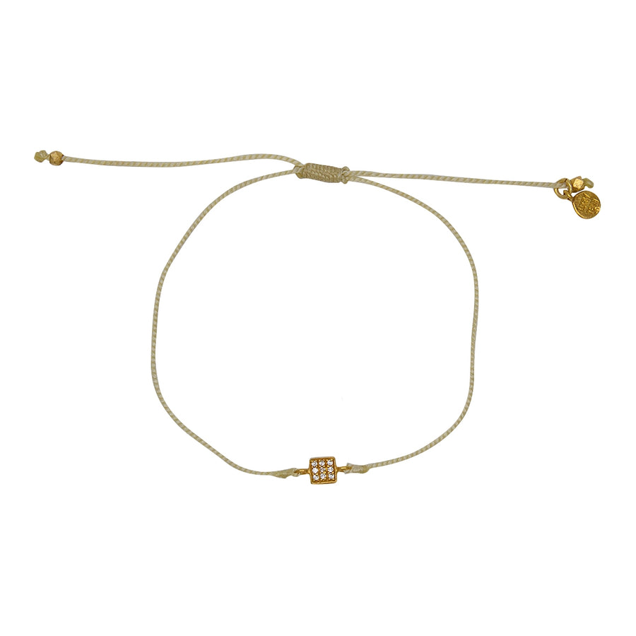 Bracelet tressé carré doré et zircons - BEIGE