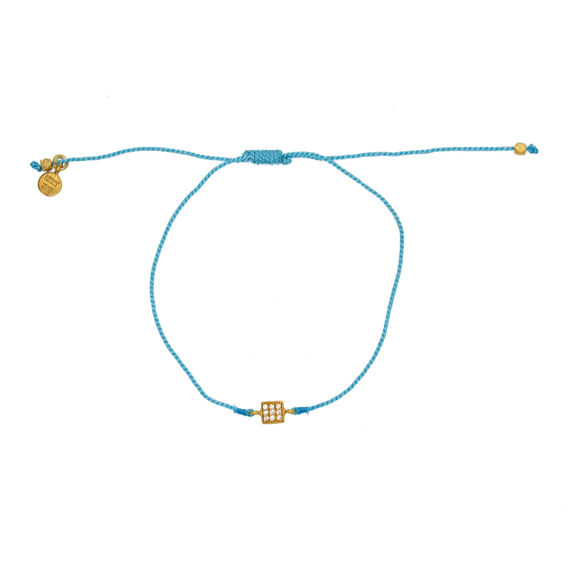 Bracelet tressé carré doré et zircons - TURQUOISE