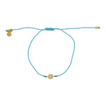Bracelet tressé carré doré et zircons - TURQUOISE