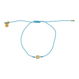 Bracelet tressé carré doré et zircons - TURQUOISE