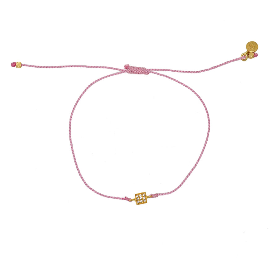 Bracelet tressé carré doré et zircons - ROSE