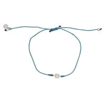 Bracelet tressé carré argent 925 et zircons - BLEU JEAN
