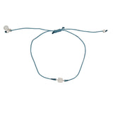Bracelet tressé carré argent 925 et zircons - BLEU JEAN