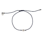 Bracelet tressé carré argent 925 et zircons - BLEU MARINE