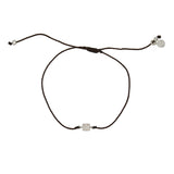 Bracelet tressé carré argent 925 et zircons - CHOCOLAT