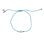 Bracelet tressé carré argent 925 et zircons - TURQUOISE