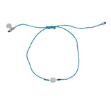 Bracelet tressé carré argent 925 et zircons - TURQUOISE