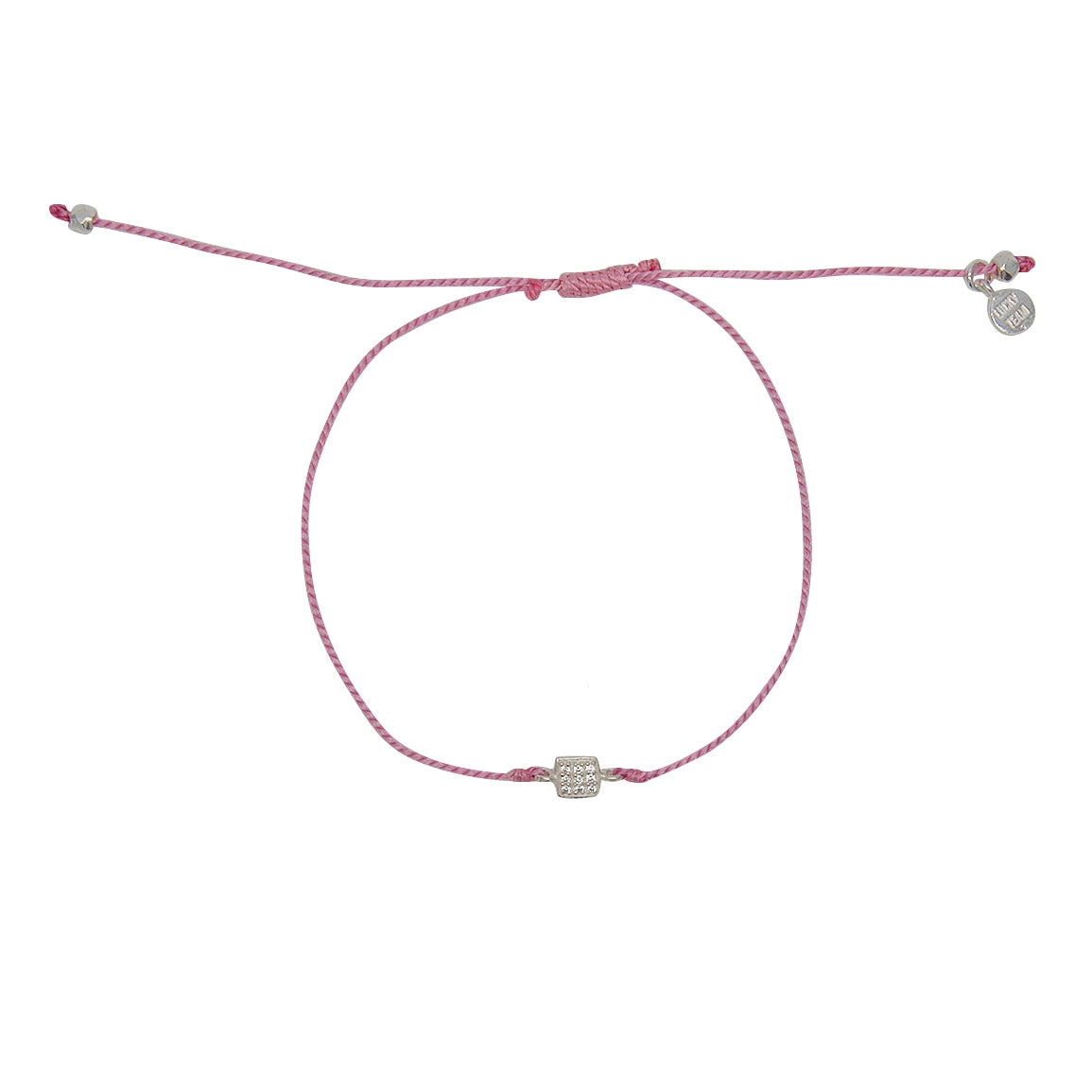 Bracelet tressé carré argent 925 et zircons - ROSE