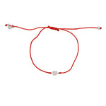 Bracelet tressé carré argent 925 et zircons - ROUGE