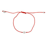 Bracelet tressé carré argent 925 et zircons - ROUGE