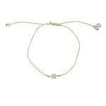 Bracelet tressé carré argent 925 et zircons - BEIGE