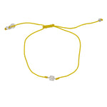Bracelet tressé carré argent 925 et zircons - JAUNE