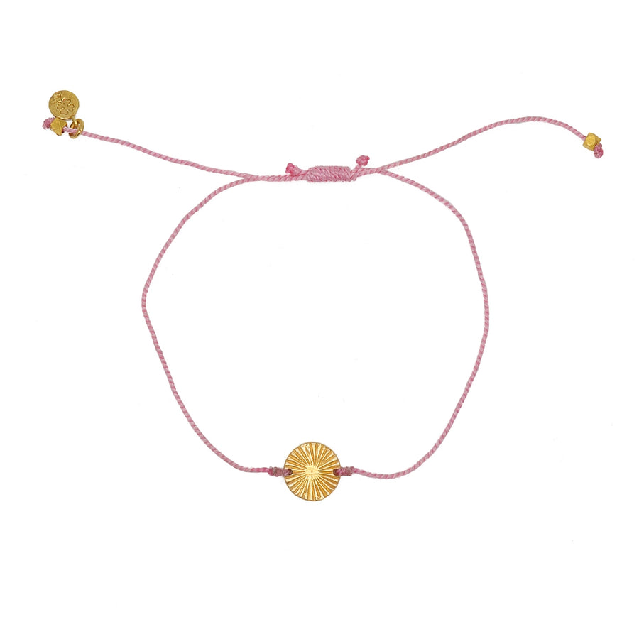 Bracelet tressé coloré et médaille dorée - ROSE