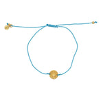 Bracelet tressé coloré et médaille dorée - TURQUOISE