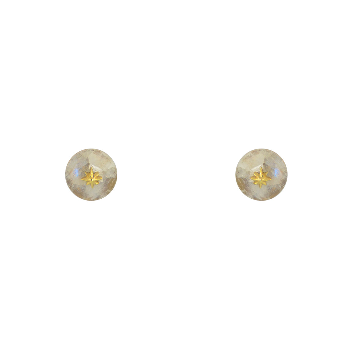 Boucles dorées pierre facettée et étoile - PIERRE DE LUNE -