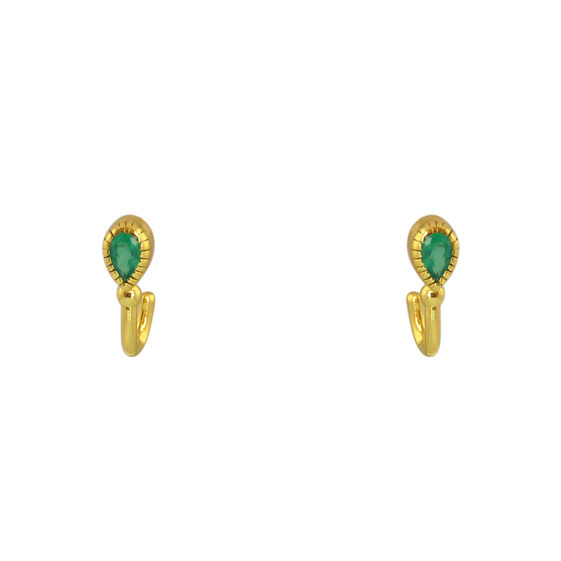 Boucles dorées pierre et barre - ONYX VERTE - Boucles