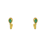 Boucles dorées pierre et barre - ONYX VERTE - Boucles