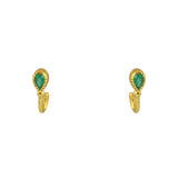 Boucles dorées pierre et barre - ONYX VERTE - Boucles
