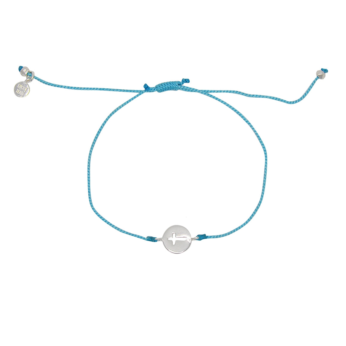 Bracelet tressé coloré et médaille croix argent 925 -