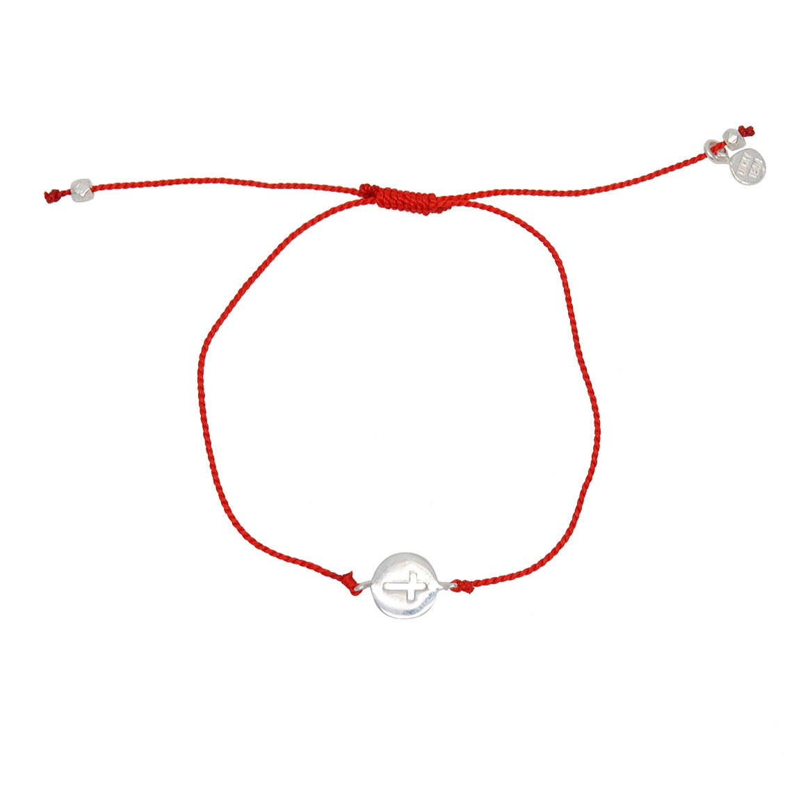 Bracelet tressé coloré et médaille croix argent 925 - ROUGE