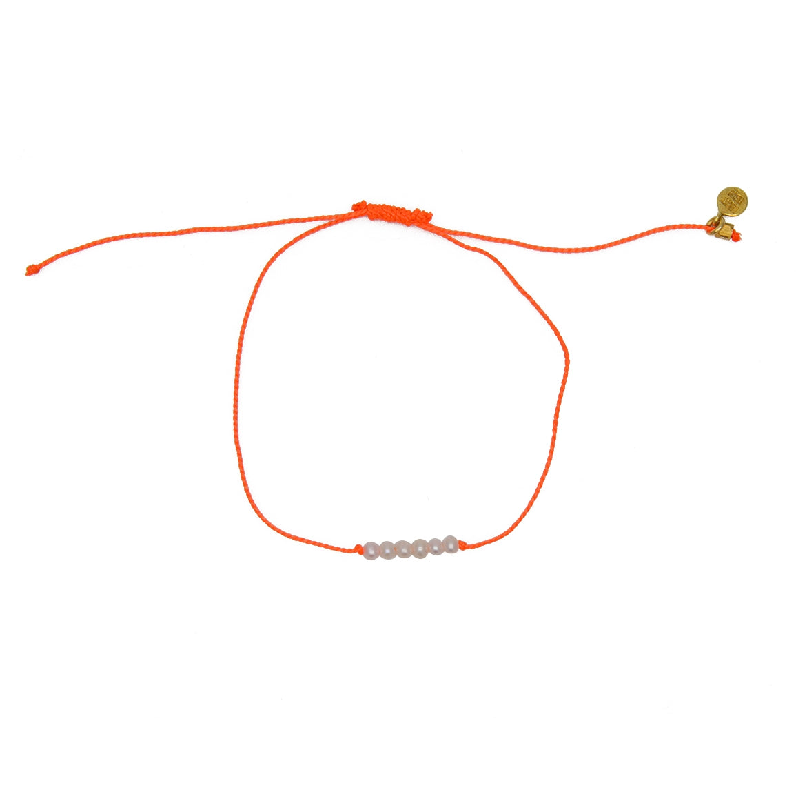 Bracelet tressé coloré et pierres - ORANGE FLUO & PERLES DE