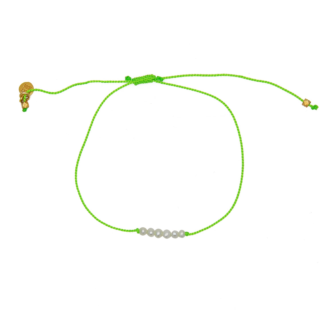 Bracelet tressé coloré et pierres - VERT FLUO & PERLES DE