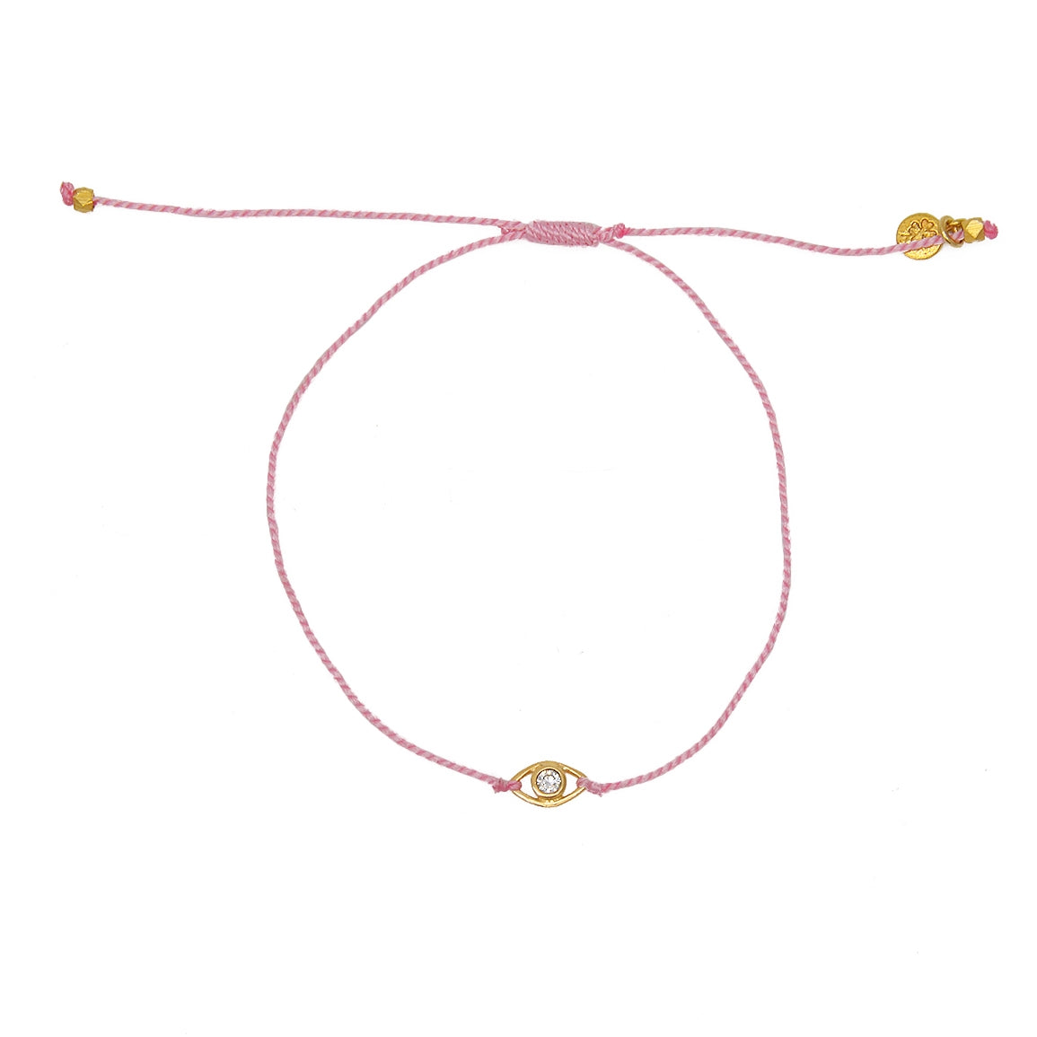 Bracelet tressé bleu jean oeil doré et zircon - ROSE